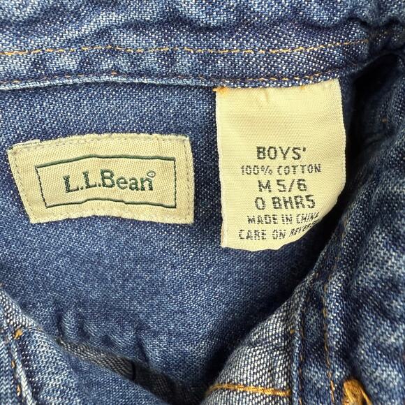 L.L. Bean Long Sleeve Denim Button Up Shirt Child Size M 5/6 Jean Workwear - Picture 4 of 4